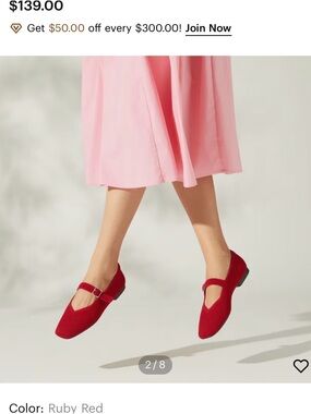 VIVAIA Red Mary Jane Flats with Buckle Strap Size:41 appx 9.5